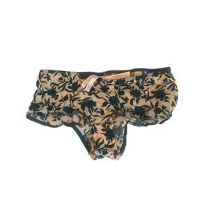 Victorias Secret Velvet Floral Mesh Cheeky Panty Teal Green short Large NWT